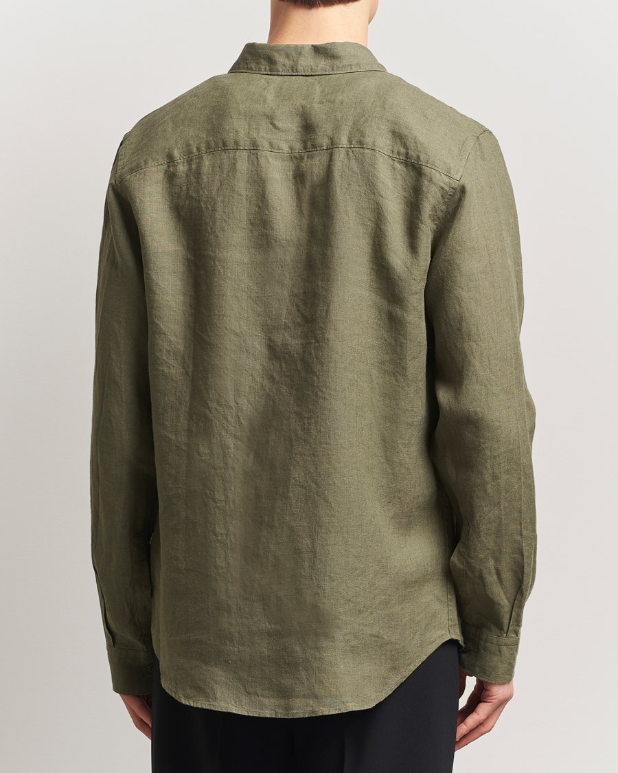 Men | Shirts | NN07 | Enzo Linen Shirt Capers Green