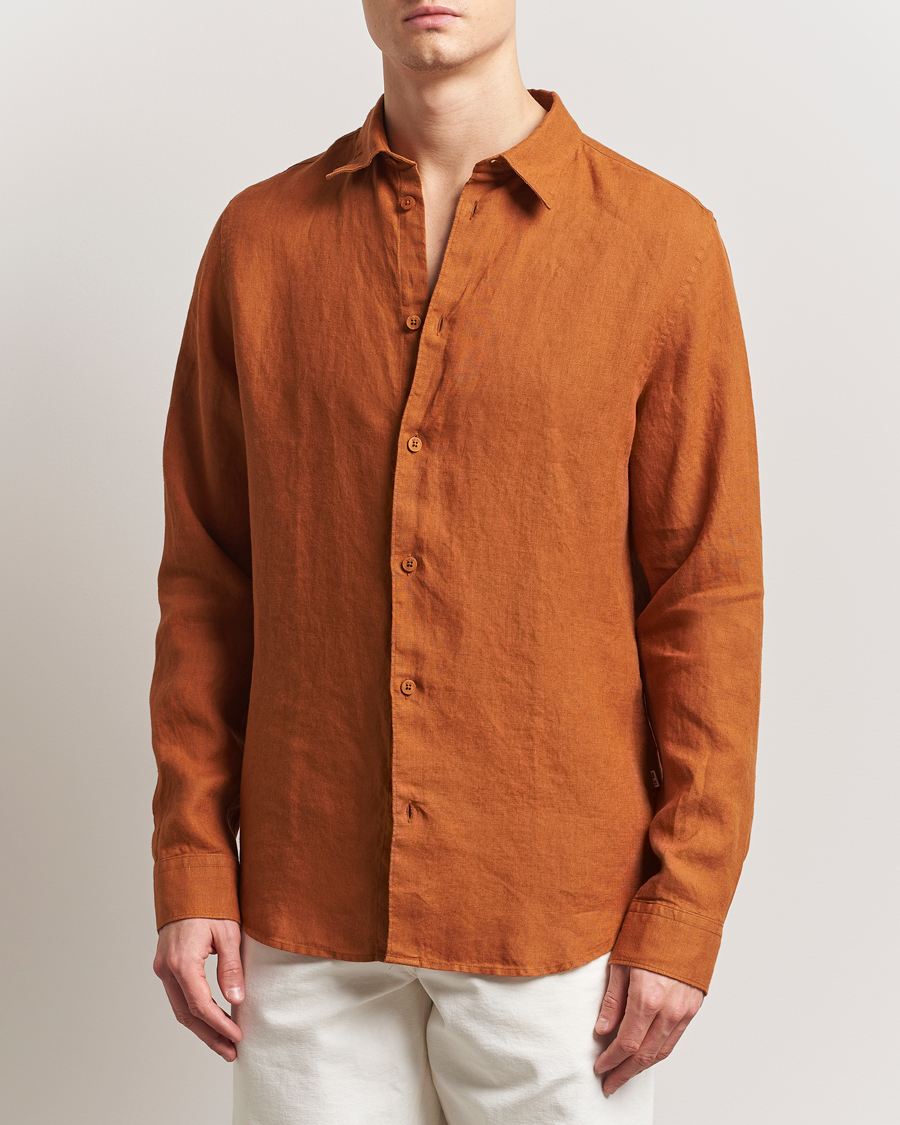 Men | Shirts | NN07 | Enzo Linen Shirt Caramel