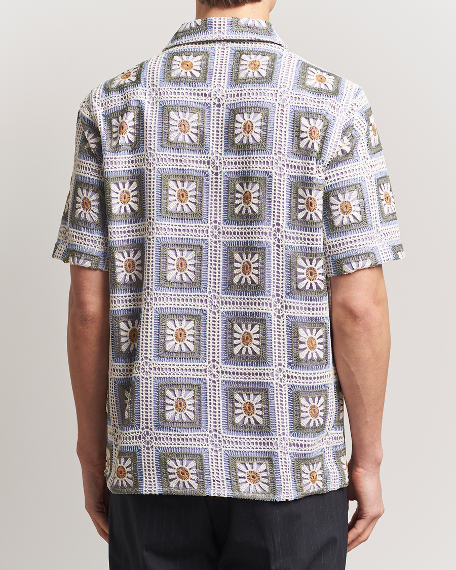 Men | Shirts | NN07 | Julio Crochet Flower Short Sleeve Shirt Violette Multi