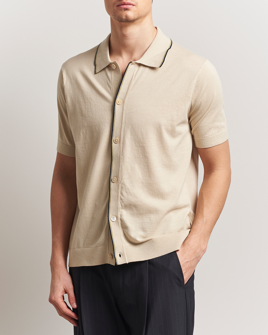 Men | Shirts | NN07 | Nolan Paspoal Knitted Short Sleeve Shirt Ecru
