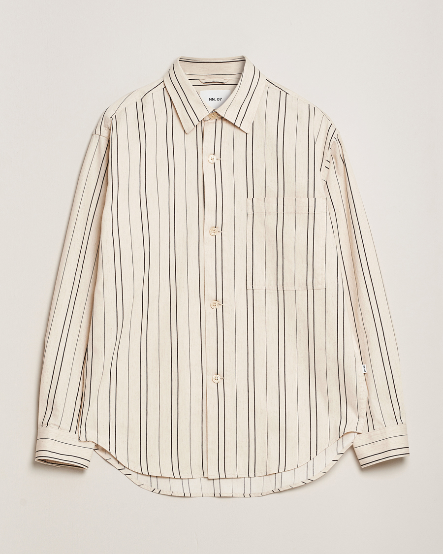 Men | Shirts | NN07 | Adwin Striped Overshirt Ecru/Black