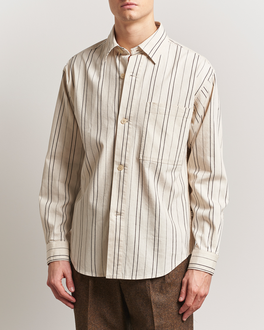 Men | Shirts | NN07 | Adwin Striped Overshirt Ecru/Black