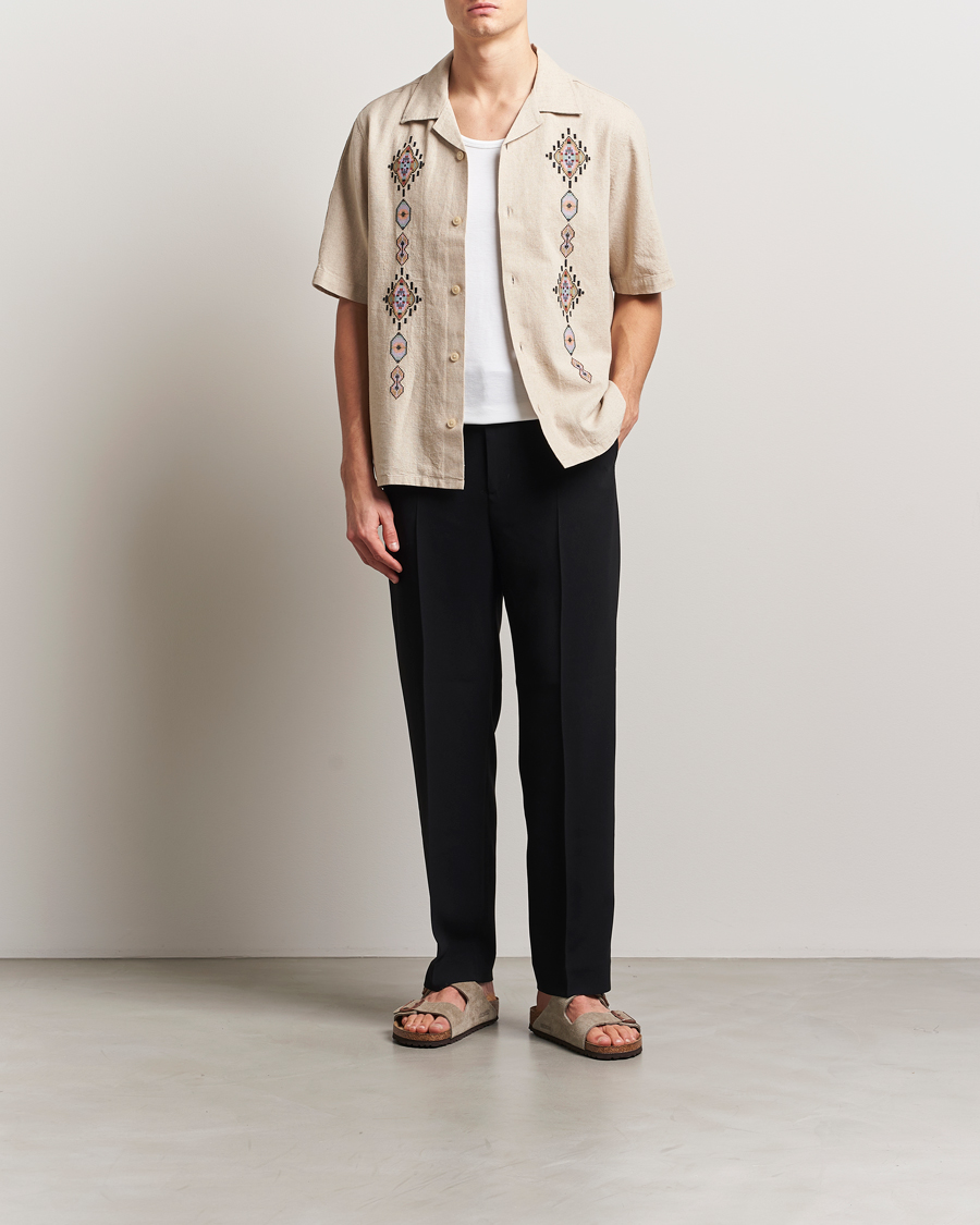 Men | Shirts | NN07 | Ole Printed Short Sleeve Shirt Oat