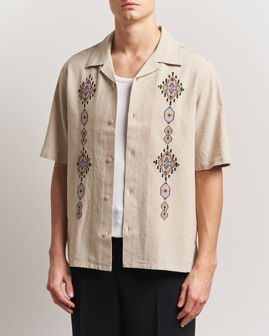 Men | Shirts | NN07 | Ole Printed Short Sleeve Shirt Oat