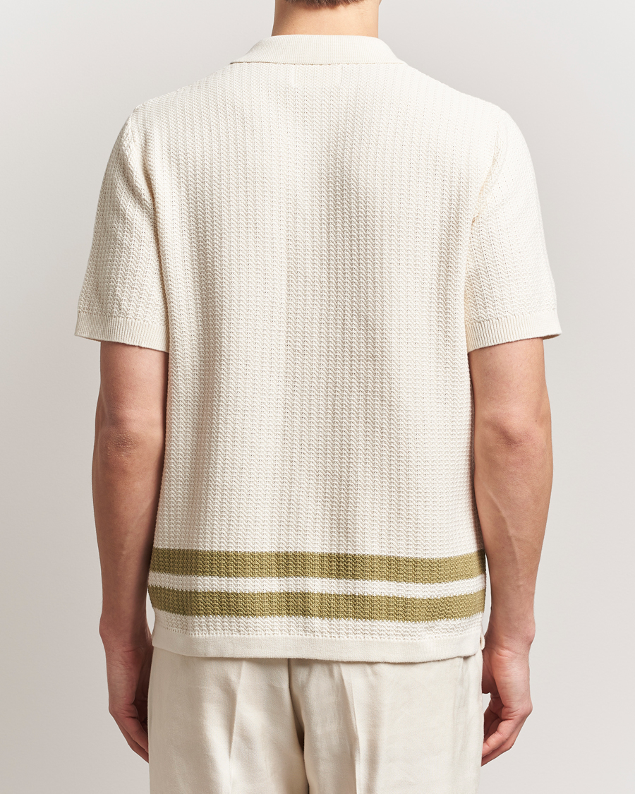 Men | Shirts | NN07 | Ares Knitted Short Sleeve Shirt Ivory/Green
