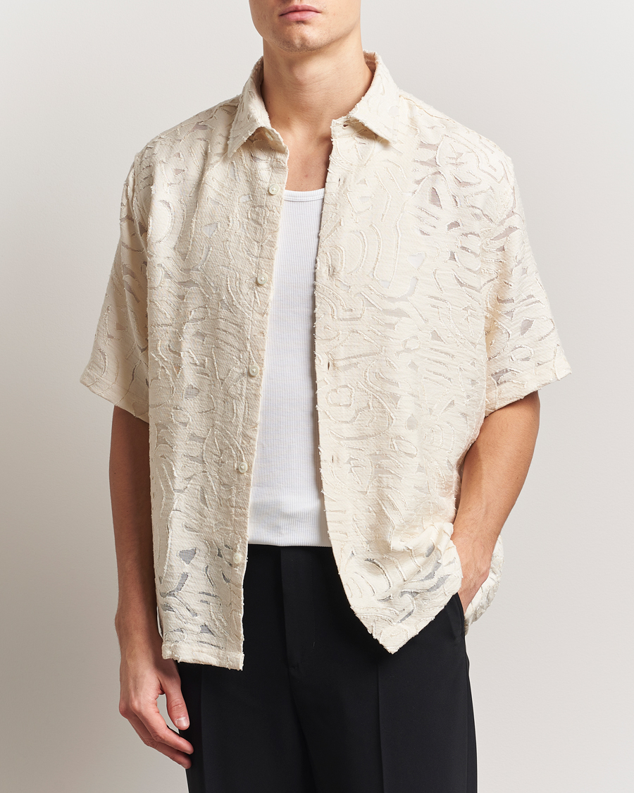 Men | Shirts | NN07 | Freddy Transparent Knitted Short Sleeve Shirt Ivory