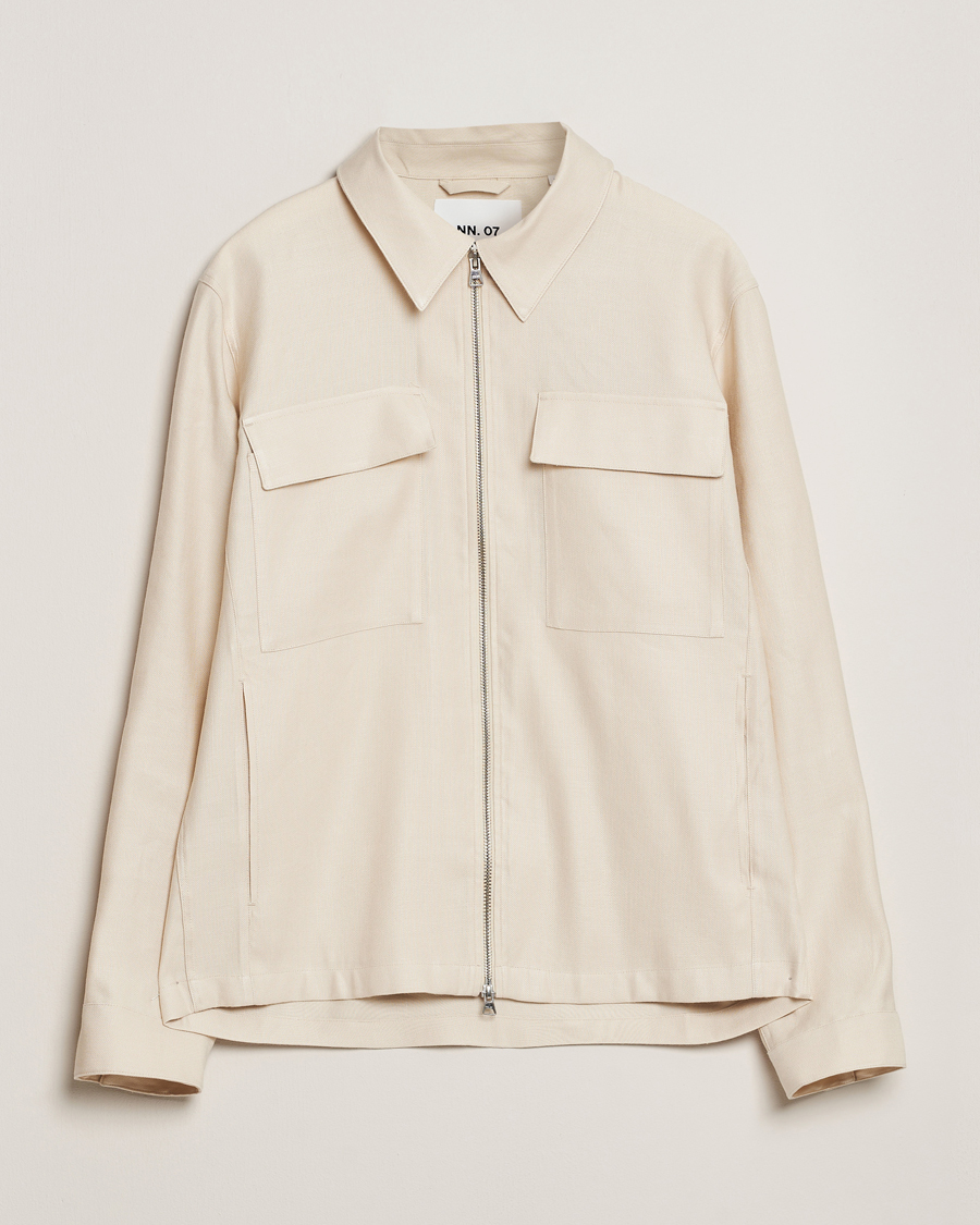 Men | Shirts | NN07 | Alban Cotton/Linen Overshirt Ivory