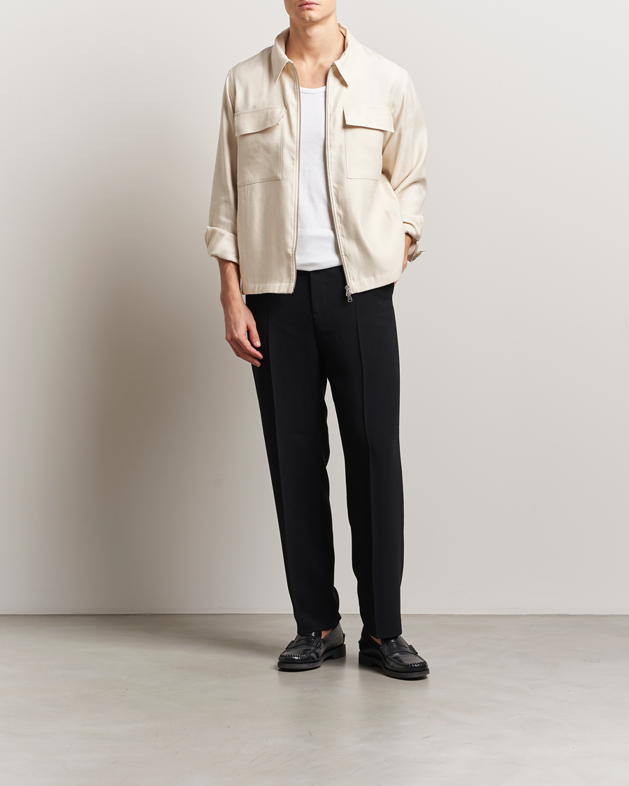 Men | Shirts | NN07 | Alban Cotton/Linen Overshirt Ivory
