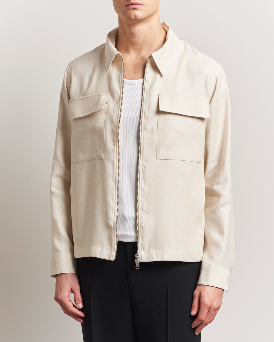 Men | Shirts | NN07 | Alban Cotton/Linen Overshirt Ivory