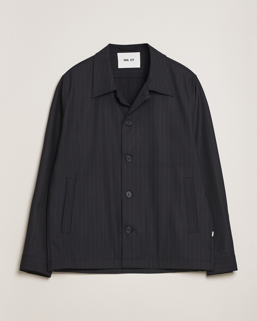 Men | Shirts | NN07 | Zander Pinstriped Overshirt Navy/White
