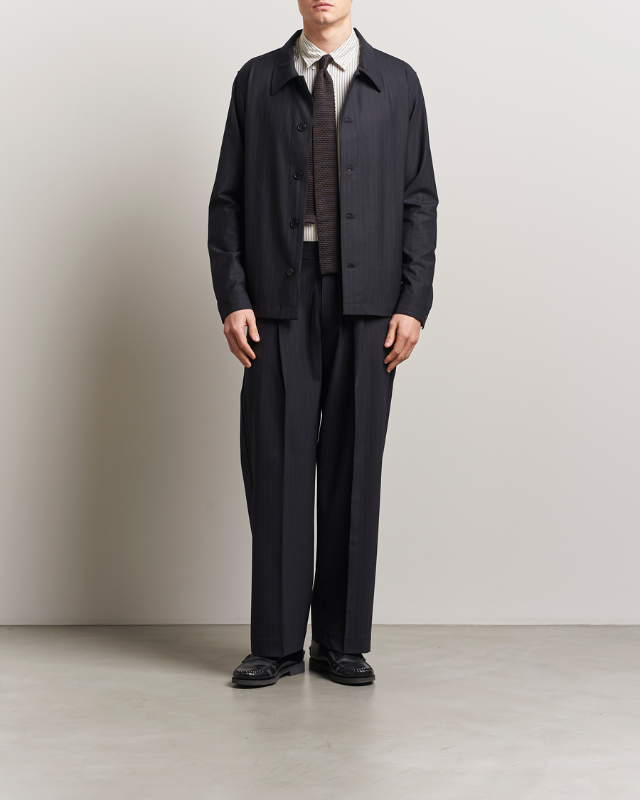Men | Shirts | NN07 | Zander Pinstriped Overshirt Navy/White