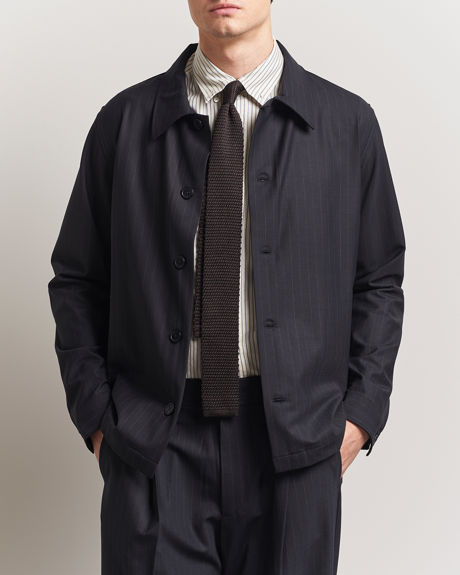 Men | Shirts | NN07 | Zander Pinstriped Overshirt Navy/White