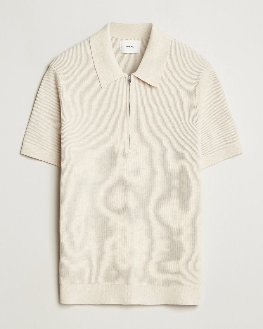 Men | Polo Shirts | NN07 | Hansie Half Zip Knitted Polo Ivory