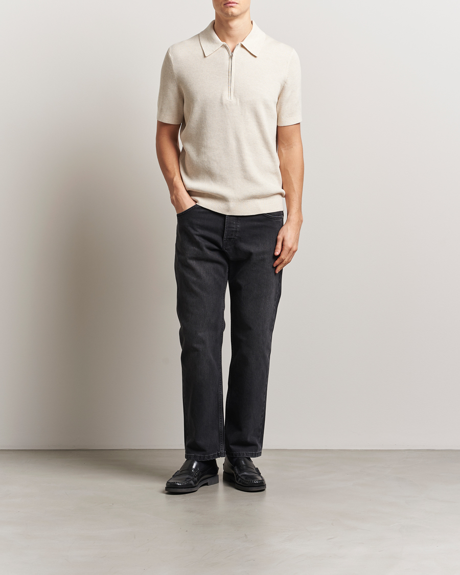 Men | Polo Shirts | NN07 | Hansie Half Zip Knitted Polo Ivory