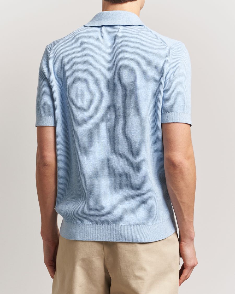 Men | Polo Shirts | NN07 | Hansie Half Zip Knitted Polo Cerulan Blue
