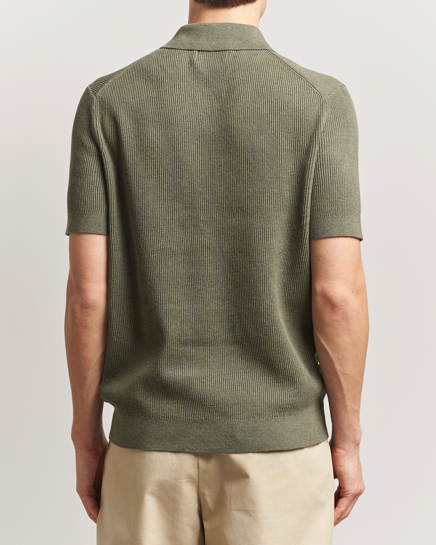 Men | Polo Shirts | NN07 | Hansie Half Zip Knitted Polo Capers Green