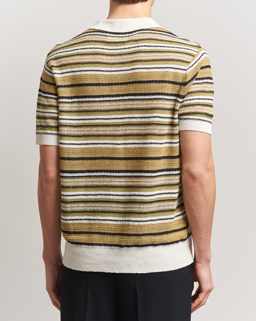 Men | Polo Shirts | NN07 | Noam Striped Knitted Polo Evergreen