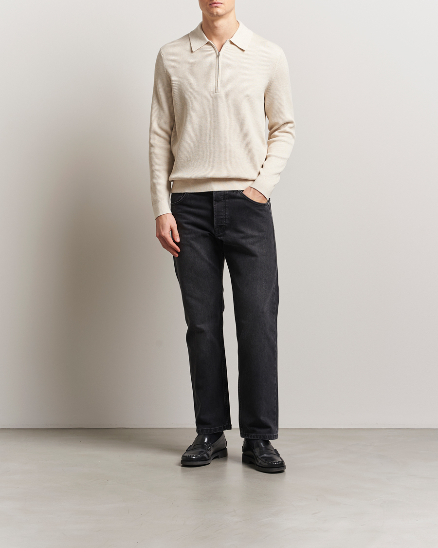 Men | Sweaters & Knitwear | NN07 | Hansie Ribbed Knitted Half Zip Ivory