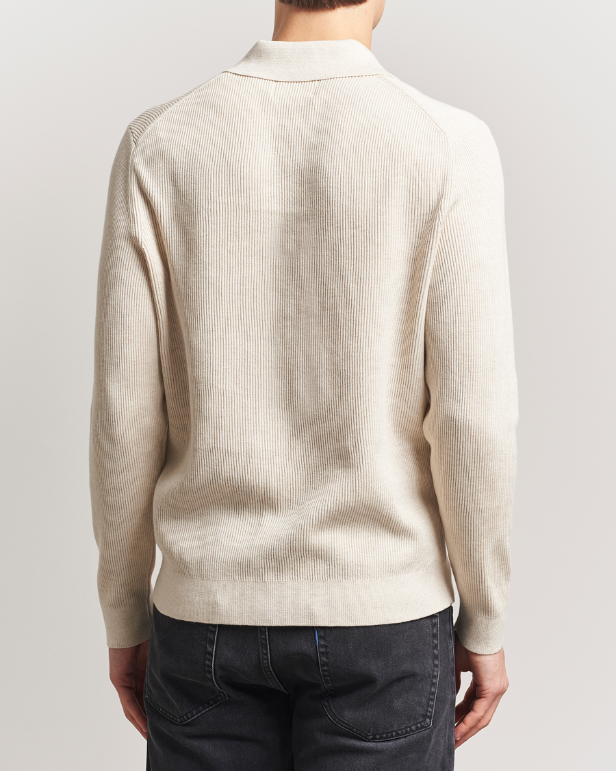 Men | Sweaters & Knitwear | NN07 | Hansie Ribbed Knitted Half Zip Ivory