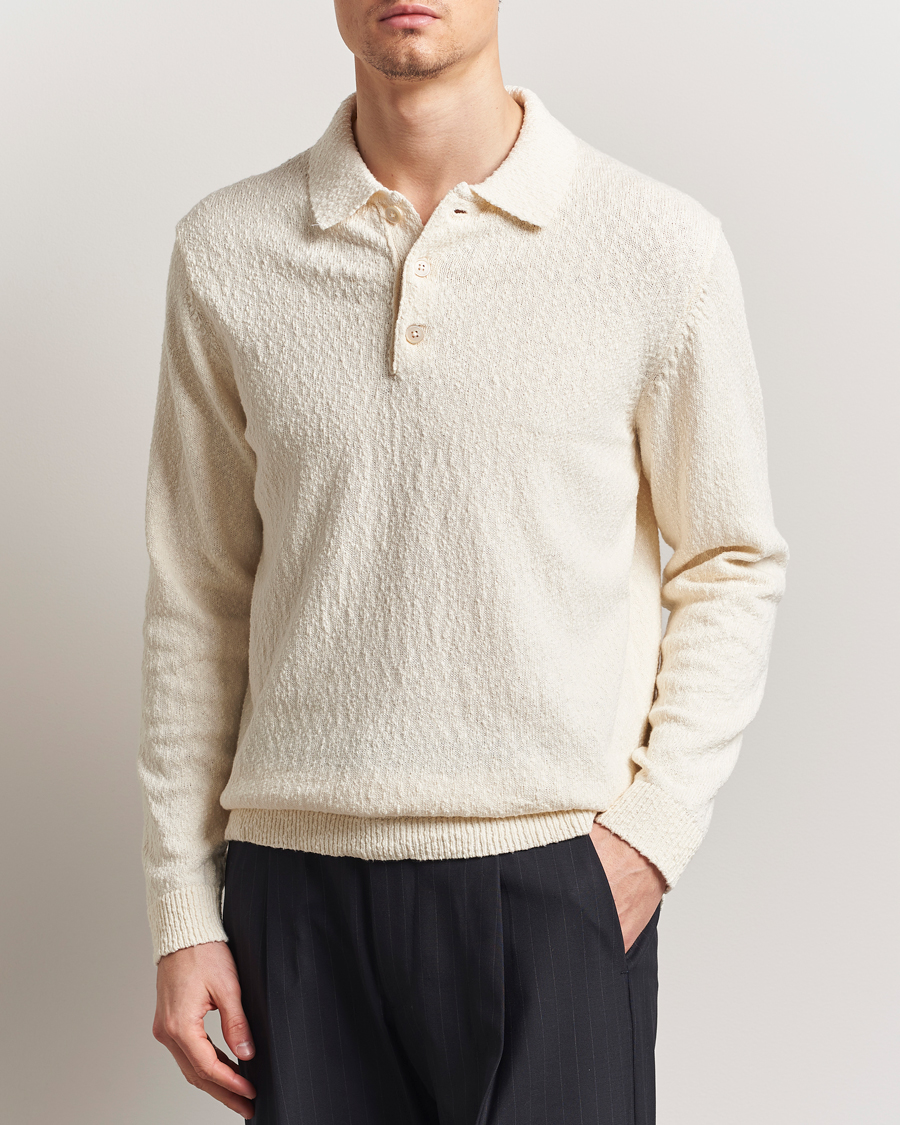 Men | Sweaters & Knitwear | NN07 | Randy Knitted Long Sleeve Polo Ecru
