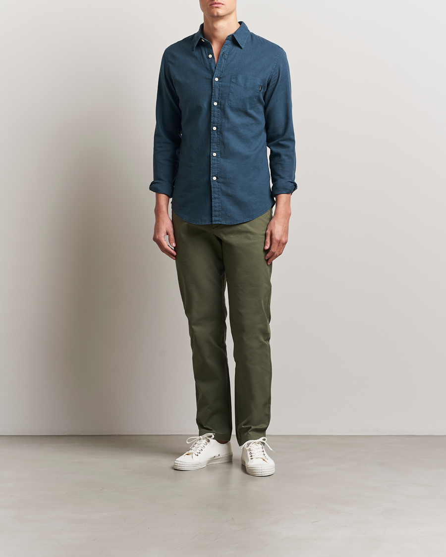 Men | Trousers | Dockers | Crafted Khaki Slim Cotton/Linen Chino Teal Leaf