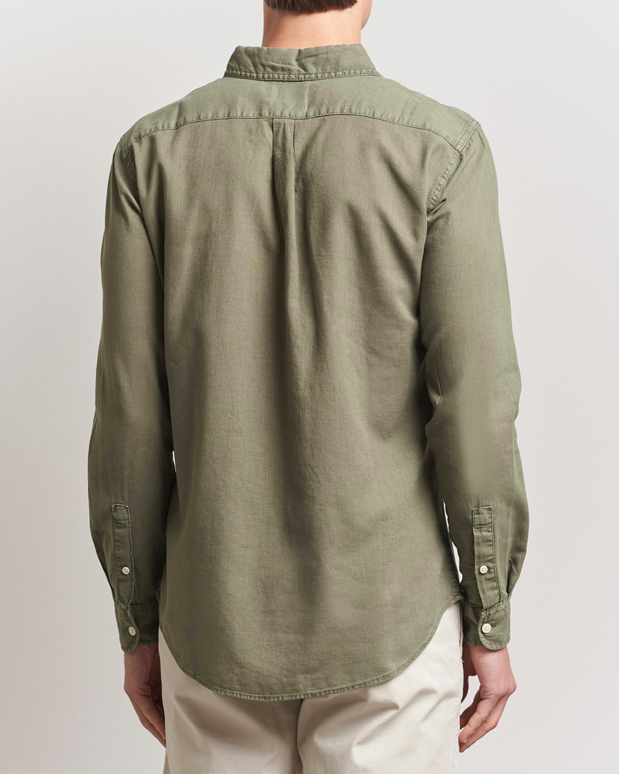 Men | Shirts | Dockers | Slim Linen/Cotton Shirt Teal Leaf
