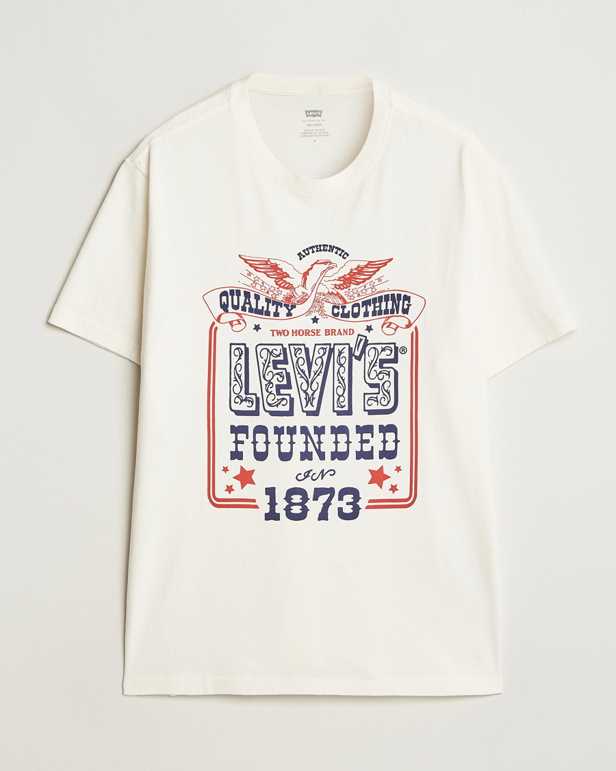 Men | T-Shirts | Levi's | Relaxed Fit Printed Crew Neck T-Shirt Egret White