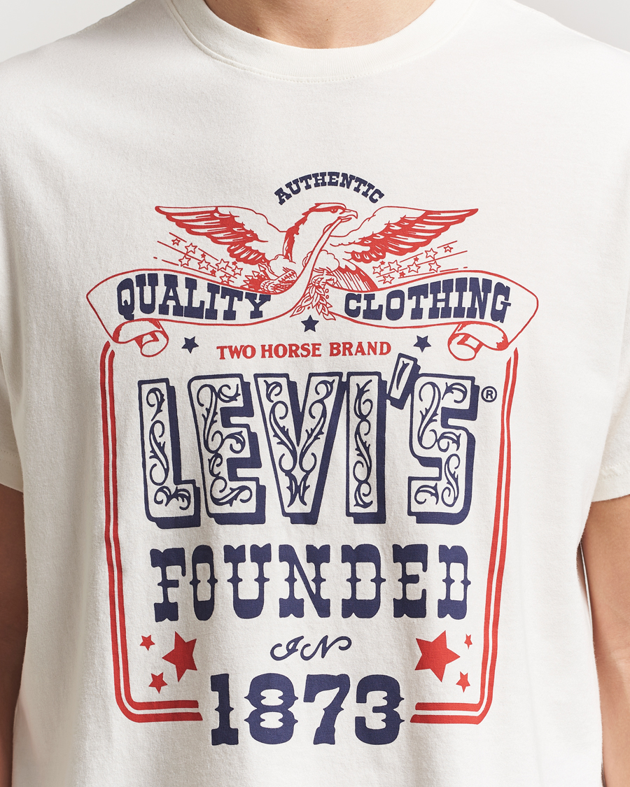 Men | T-Shirts | Levi's | Relaxed Fit Printed Crew Neck T-Shirt Egret White