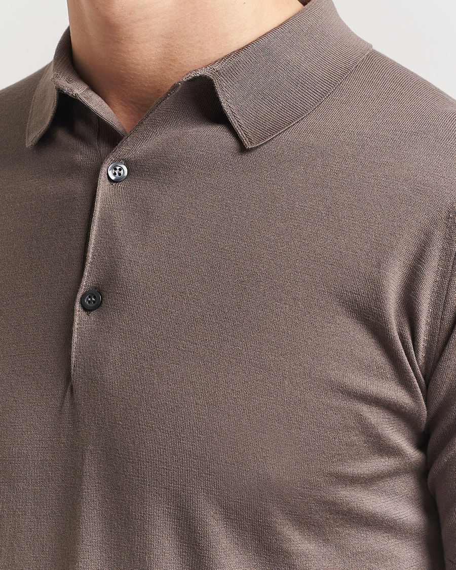 Men | Polo Shirts | John Smedley | Adrian Slim Fit Sea Island Polo Beige Musk