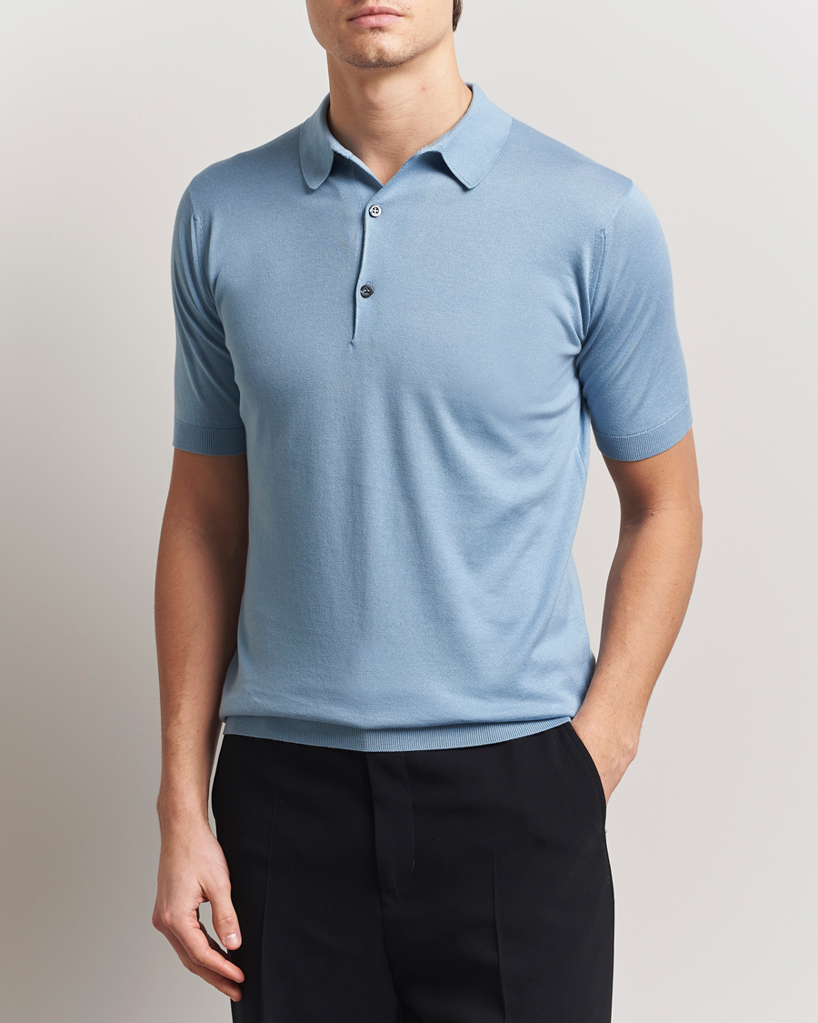 Men | Polo Shirts | John Smedley | Adrian Slim Fit Sea Island Polo Sea Glass