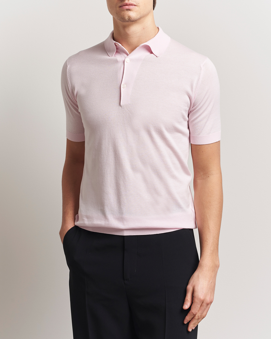 Men | Polo Shirts | John Smedley | Adrian Slim Fit Sea Island Polo Soft Pink