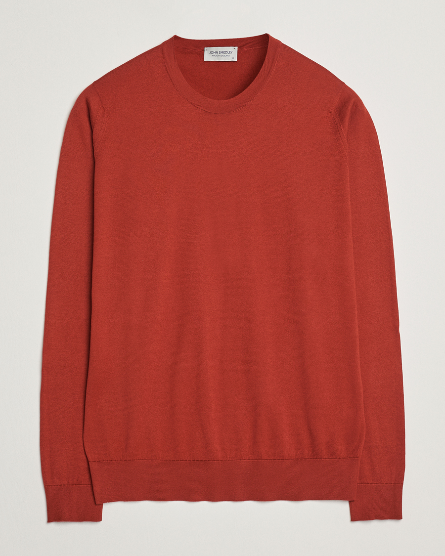 Men | Sweaters & Knitwear | John Smedley | Rowland Sea Island Crew Neck Pullover Baked Red