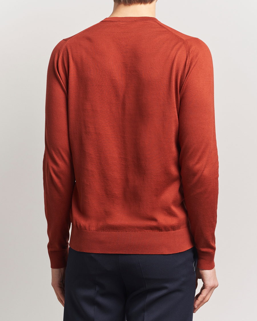 Men | Sweaters & Knitwear | John Smedley | Rowland Sea Island Crew Neck Pullover Baked Red