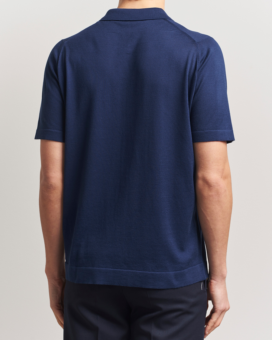 Men | Shirts | John Smedley | Folke Sea Island Knitted Polo French Navy
