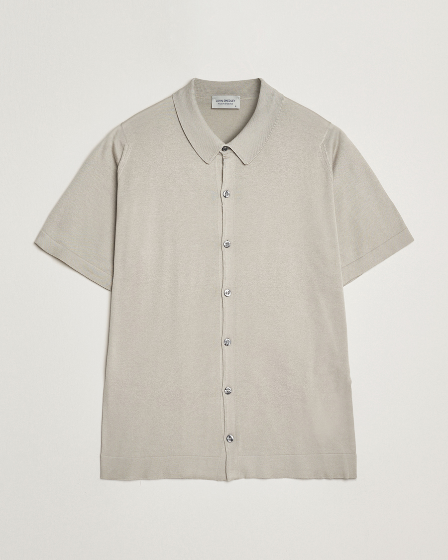 Men | Shirts | John Smedley | Folke Sea Island Knitted Polo Parchment