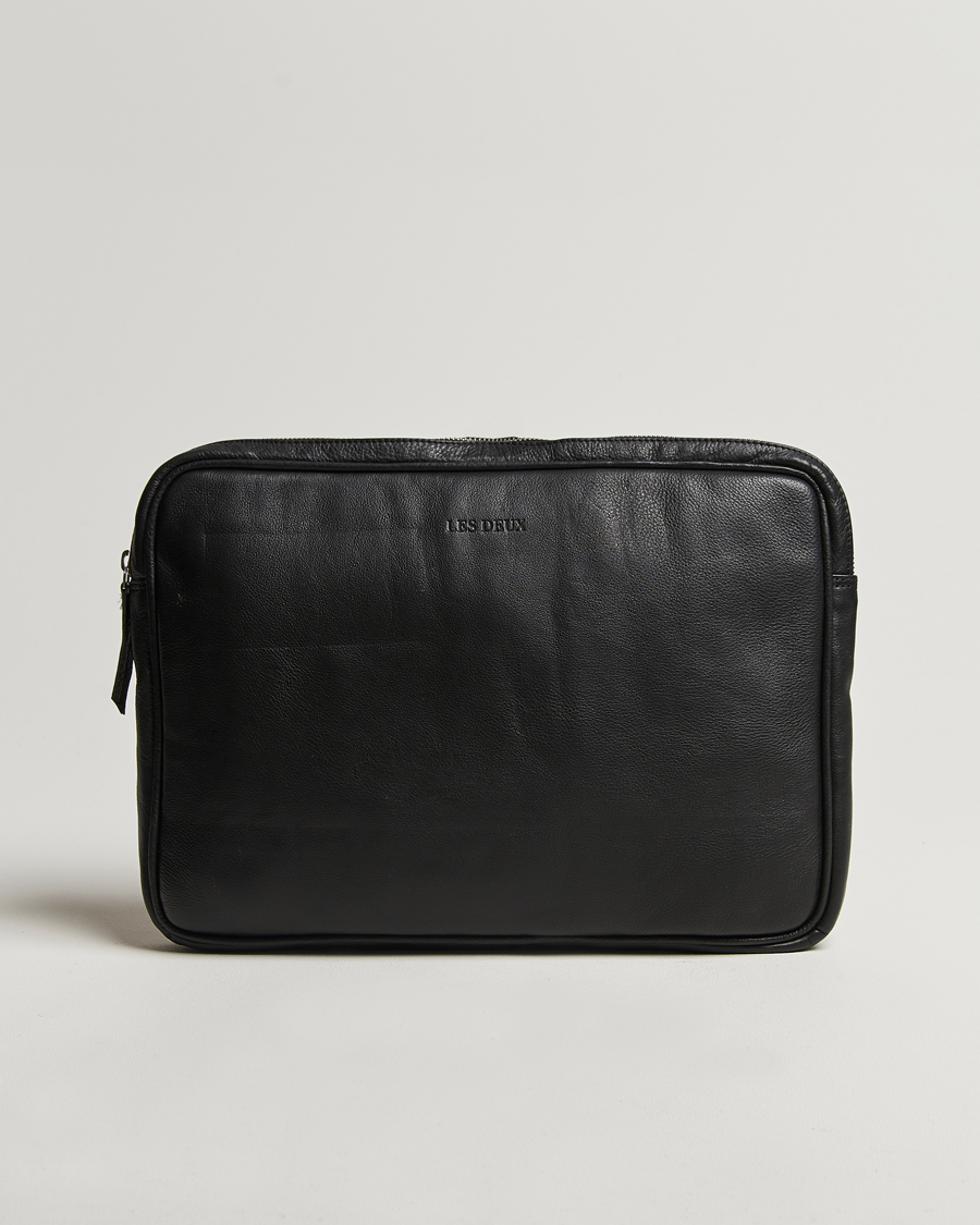 Men | Bags | LES DEUX | Leather Laptop Sleeve Black