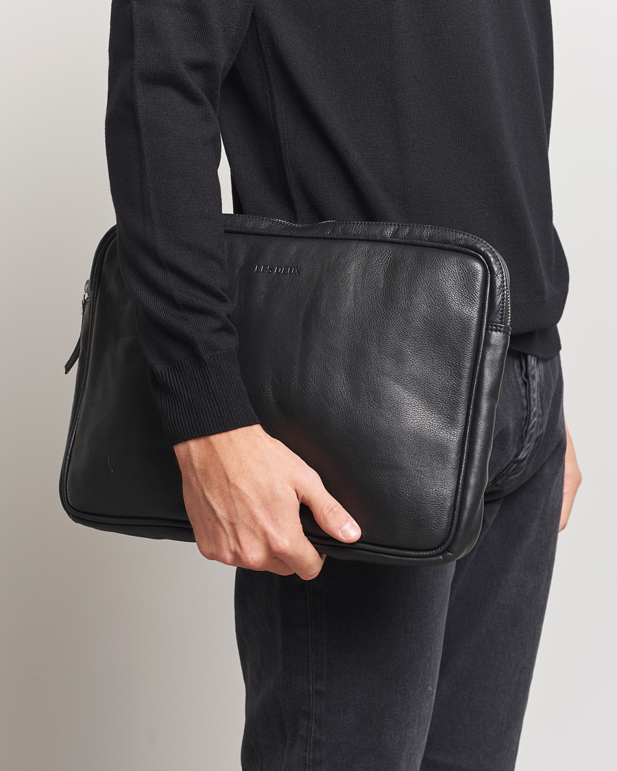 Men | Bags | LES DEUX | Leather Laptop Sleeve Black