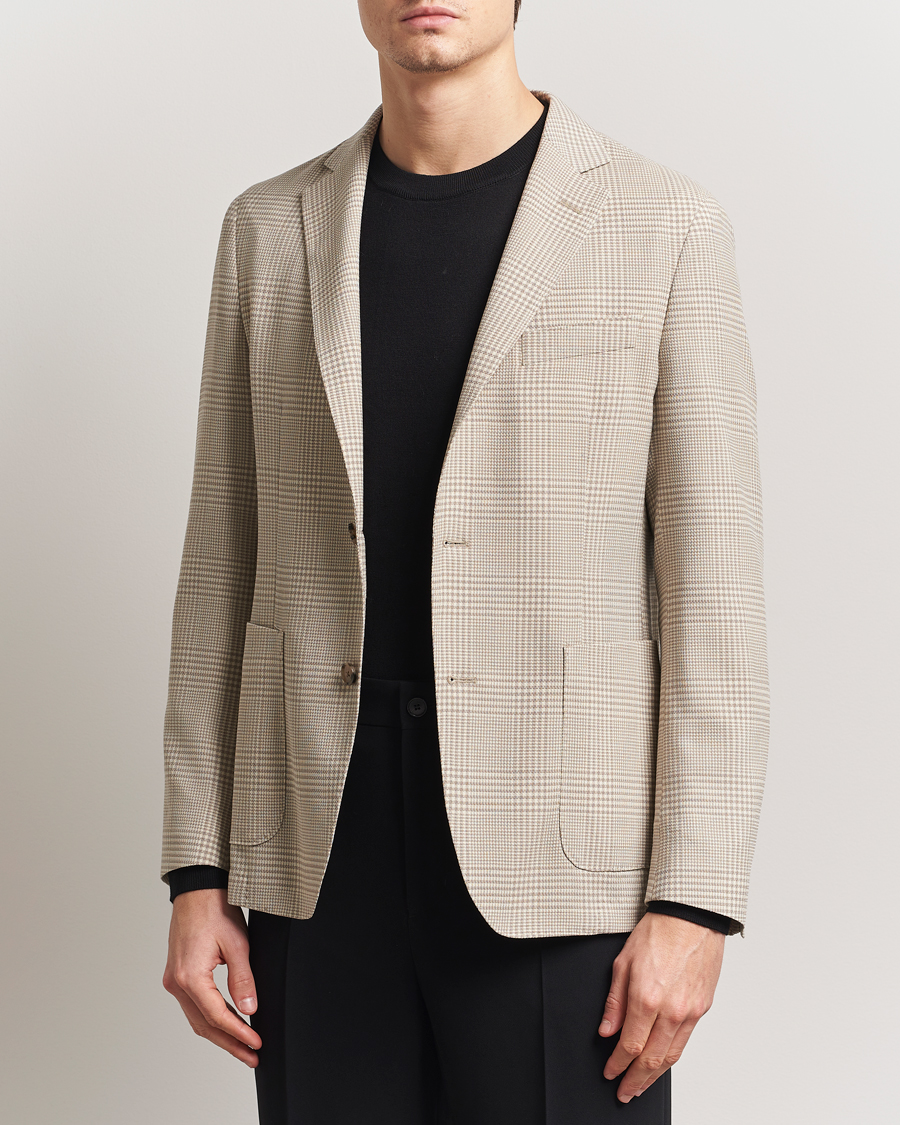 Men | Blazers | BOSS BLACK | Hanry Wool Checked Blazer Light Beige