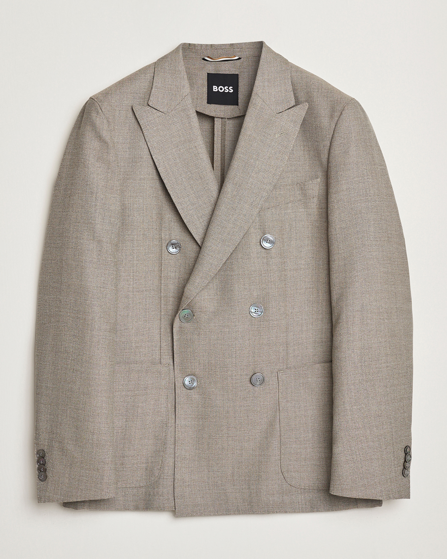 Men | Blazers | BOSS BLACK | Huge Wool Double Breasted Blazer Light Beige