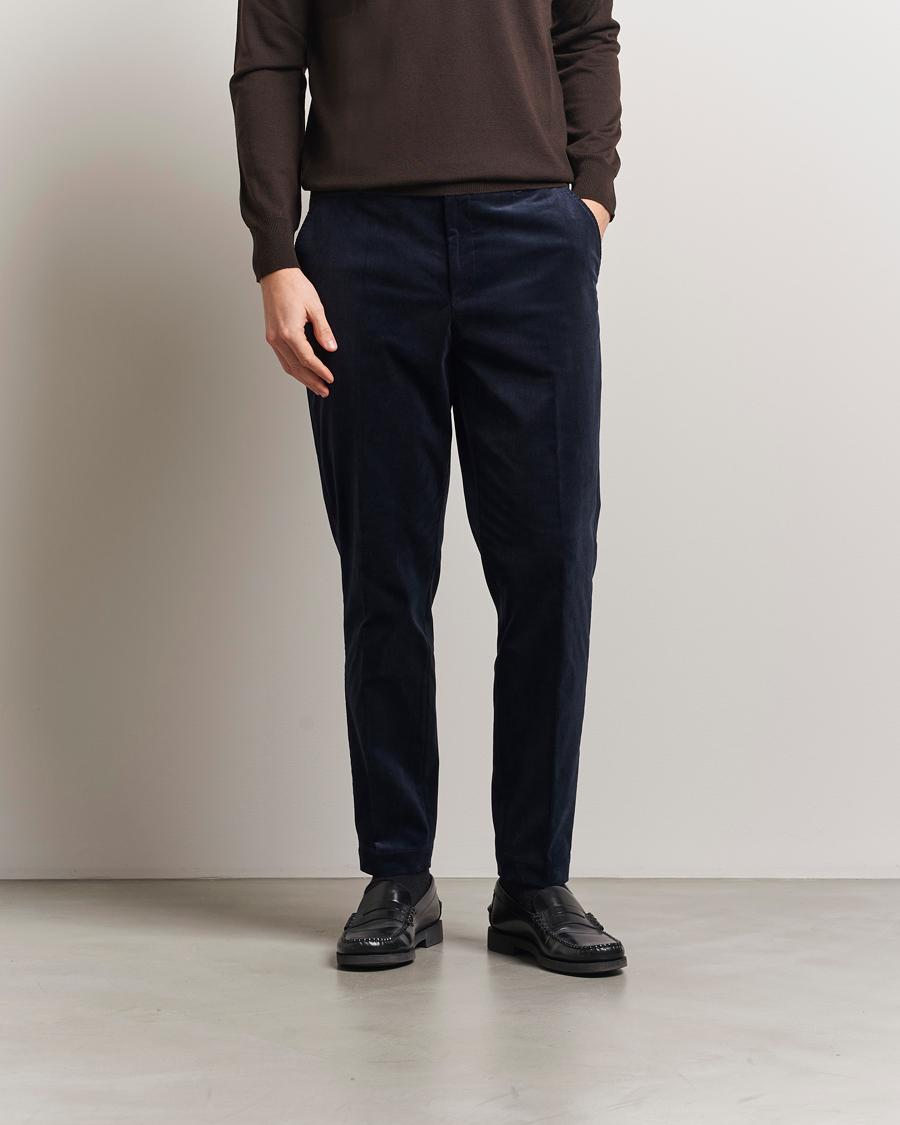 Men | Trousers | BOSS BLACK | Perin Spring Cord Trousers Dark Blue