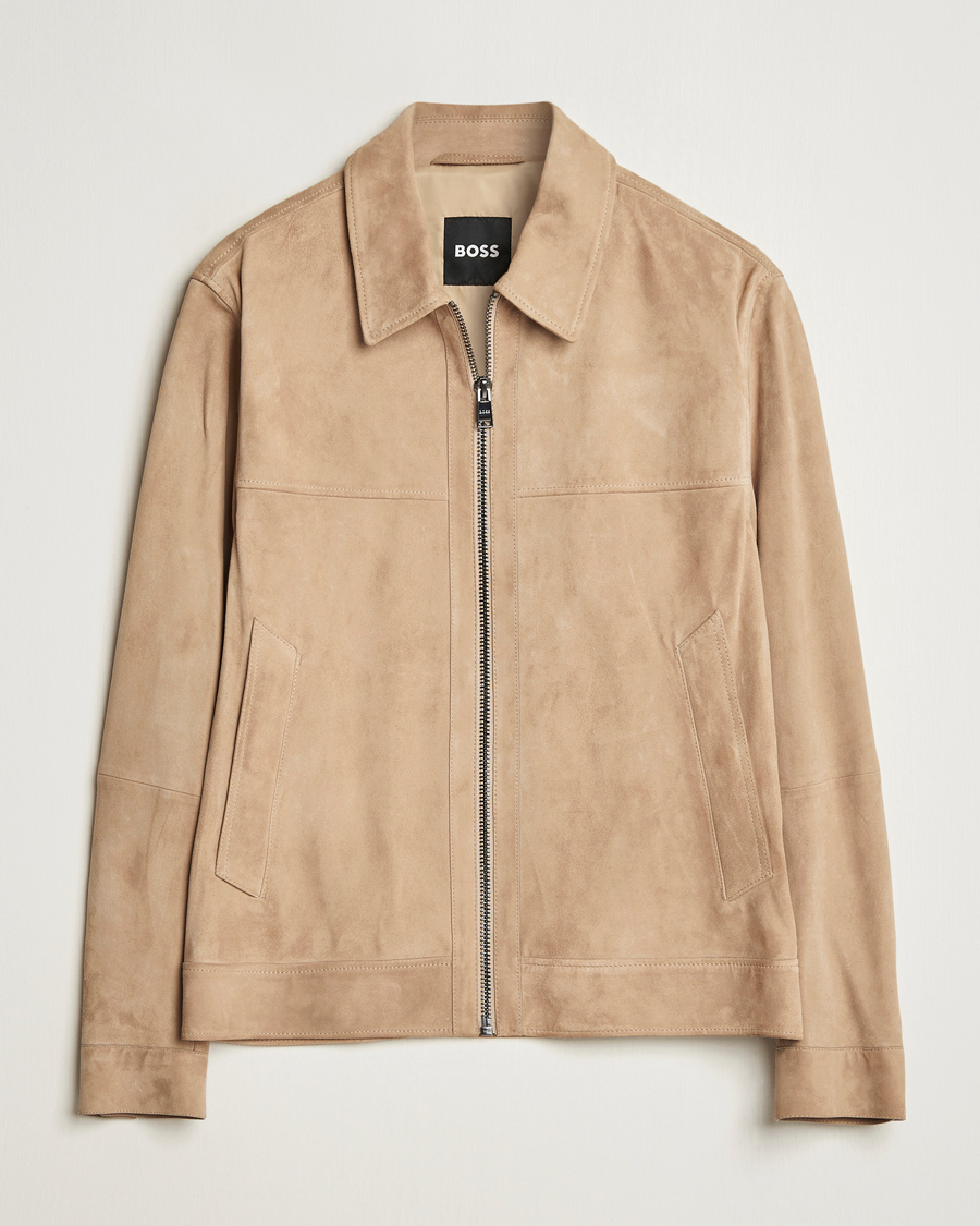 Men | Coats & Jackets | BOSS BLACK | Malbano Suede Jacket Light Beige