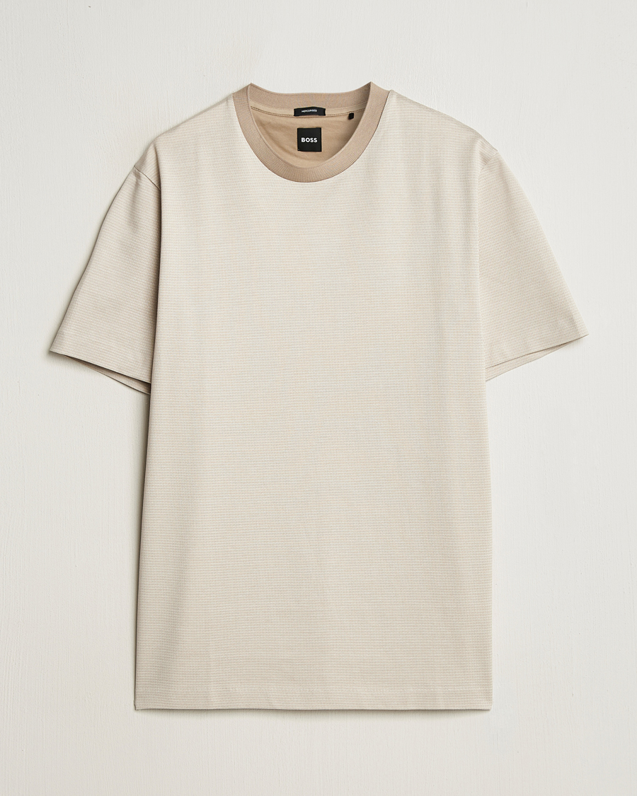 Men | T-Shirts | BOSS BLACK | Thompson Structured T-Shirt Light Beige