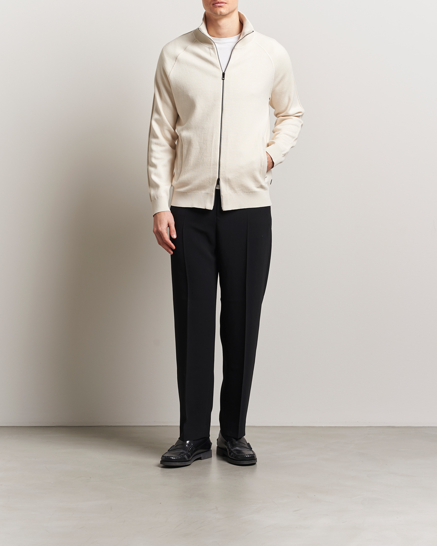Men | Sweaters & Knitwear | BOSS BLACK | Domico Knitted Full Zip Open White