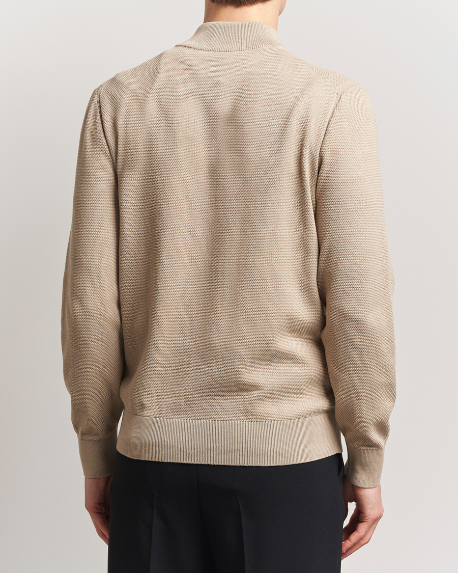 Men | Sweaters & Knitwear | BOSS BLACK | Ebrando Knitted Half Zip Light Beige