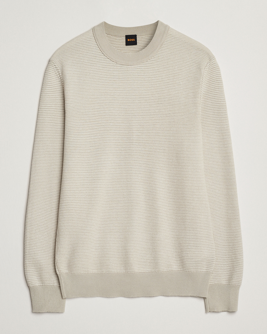 Men | Sweaters & Knitwear | BOSS ORANGE | Aspoki Structured Knitted Sweater Light Beige
