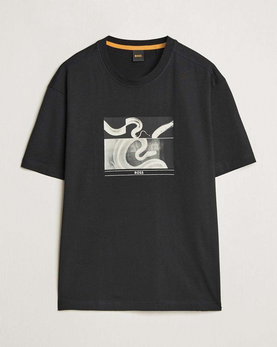 Men | T-Shirts | BOSS ORANGE | Barragan Printed T-Shirt Black
