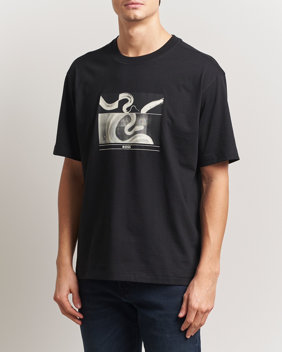 Men | T-Shirts | BOSS ORANGE | Barragan Printed T-Shirt Black