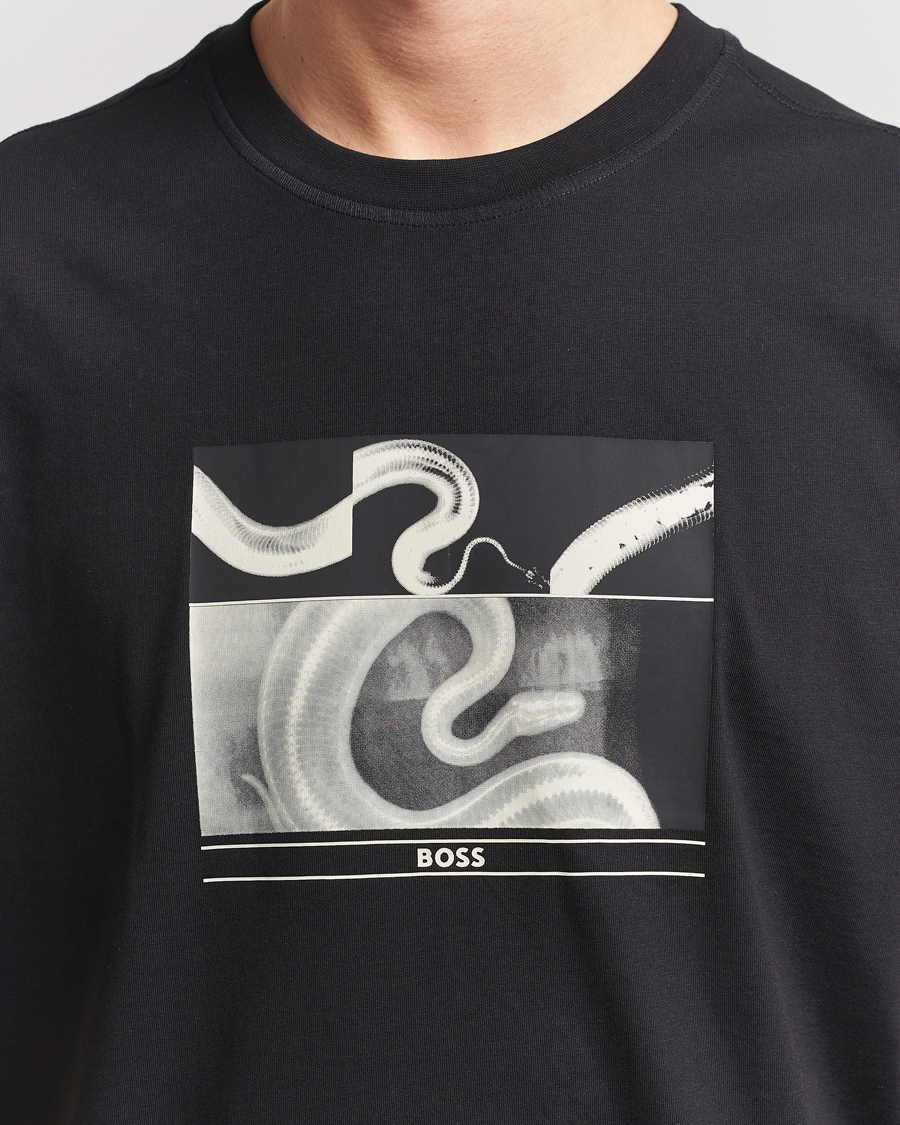 Men | T-Shirts | BOSS ORANGE | Barragan Printed T-Shirt Black
