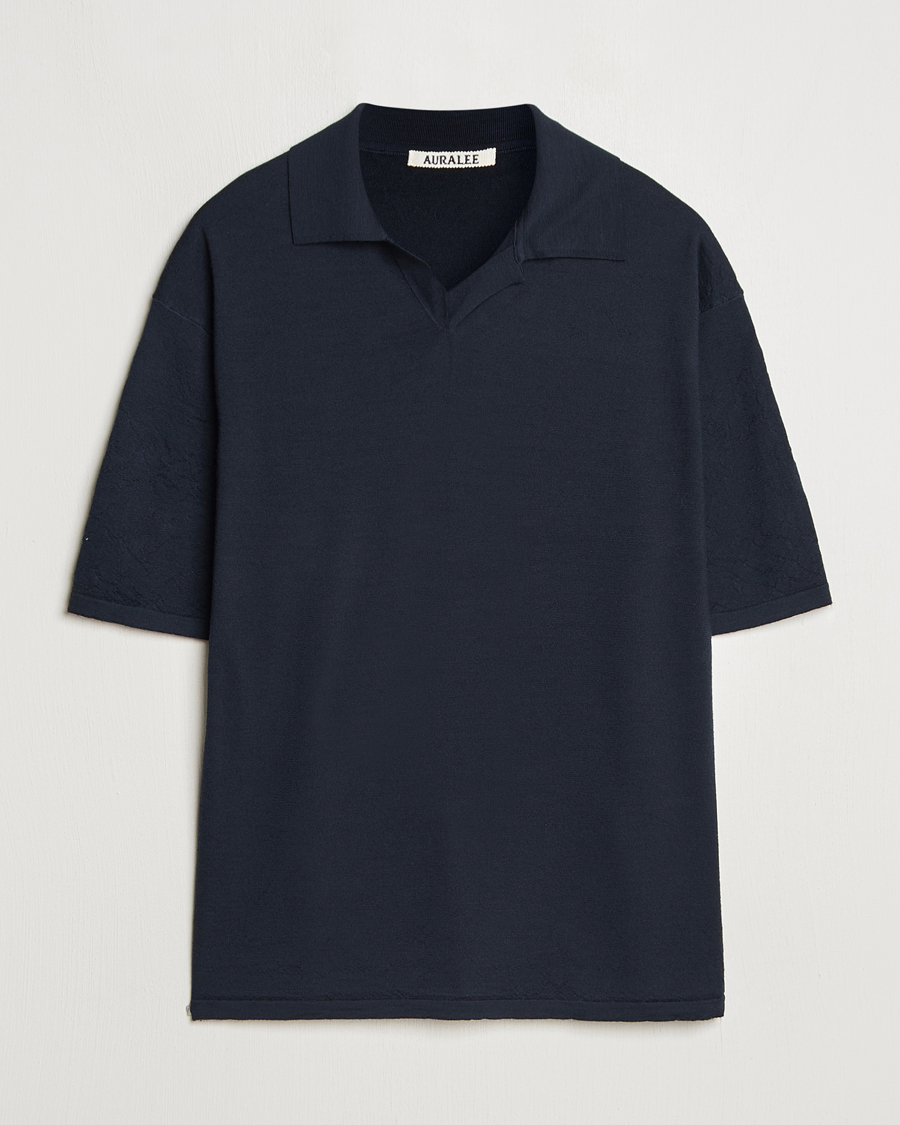 Men | Sweaters & Knitwear | Auralee | Wool Knit Polo Navy
