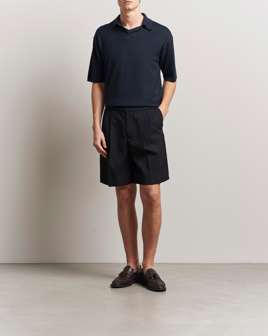 Men | Sweaters & Knitwear | Auralee | Wool Knit Polo Navy